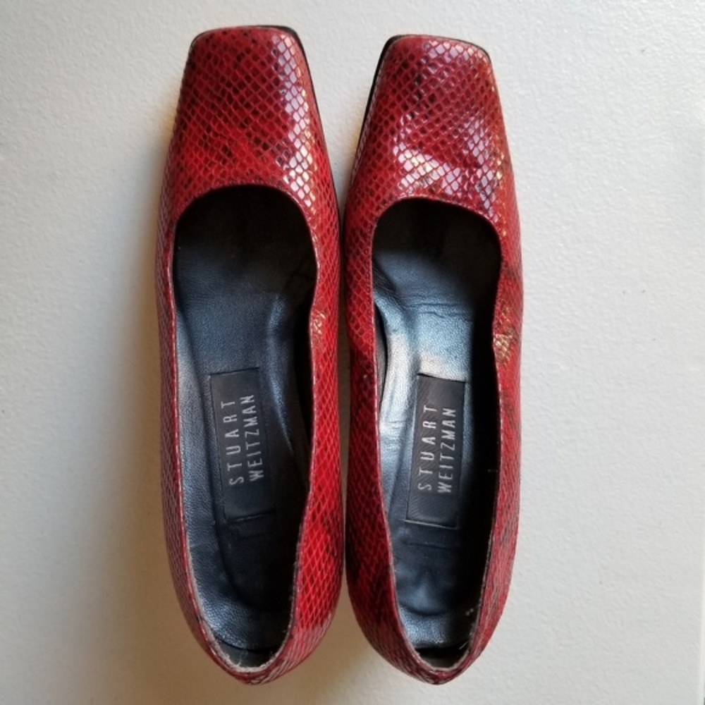 Stuart Weitzman Snake Print Block Heels - image 1